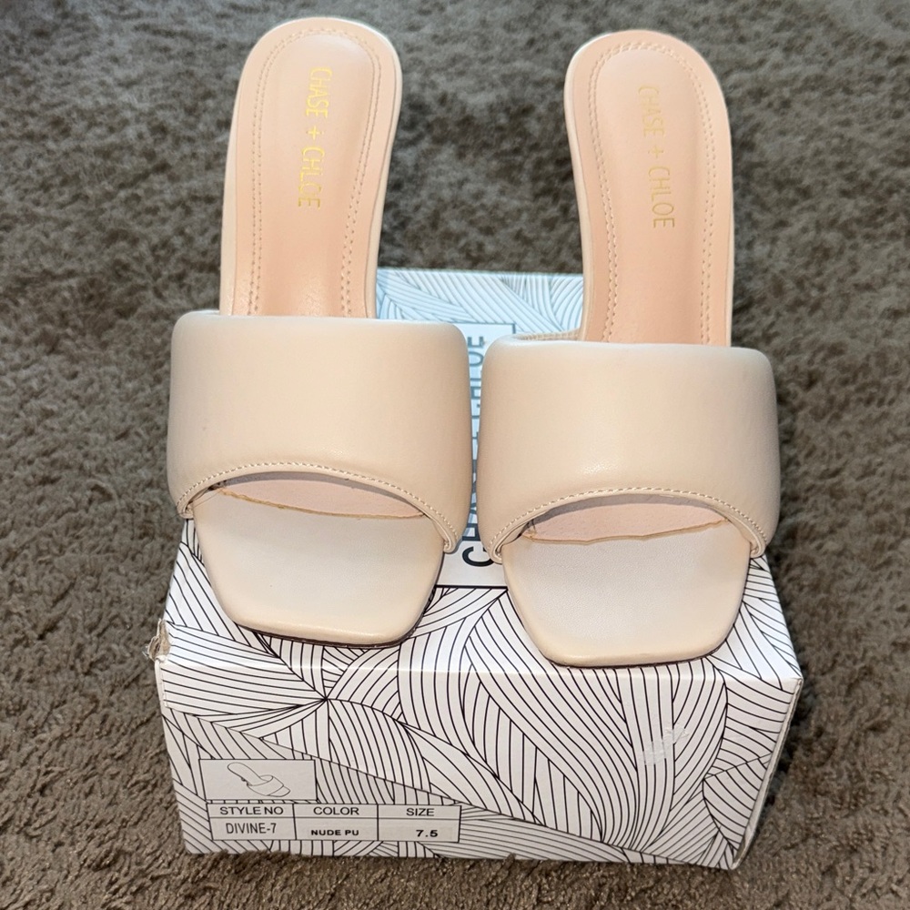 Chase + Chloe Beige Mules